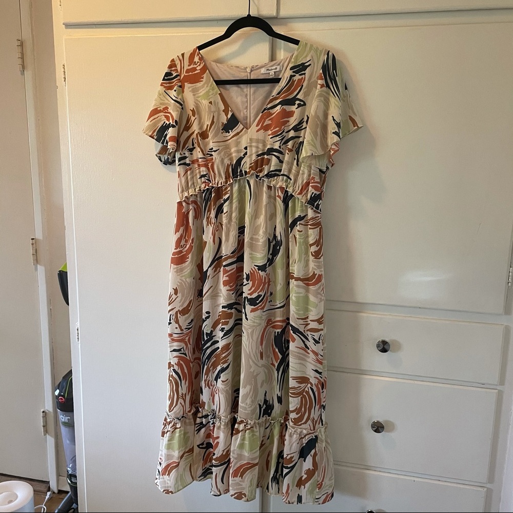Madewell Flutter Sleeve Ruffle Waist Midi Dress - Picture 5 of 10
